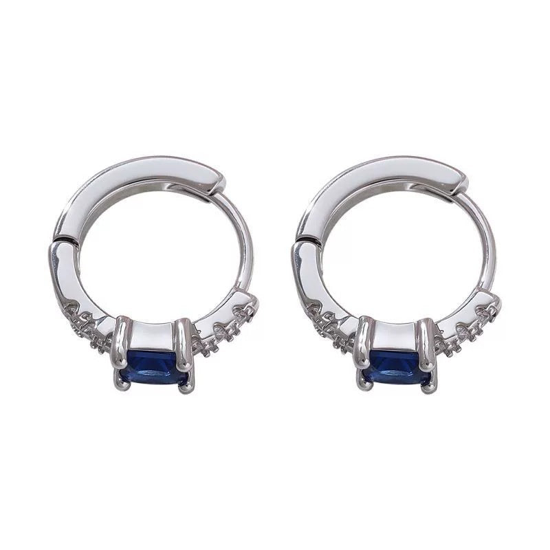 Square Stud Earrings For Women Featuring Electroplated Copper With Zircon Inlay