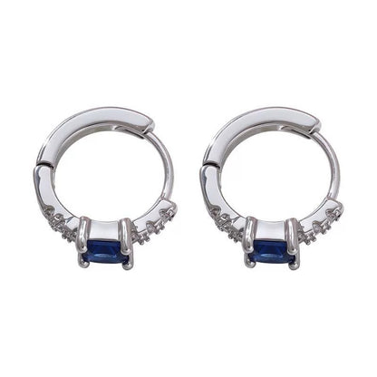 Square Stud Earrings For Women Featuring Electroplated Copper With Zircon Inlay