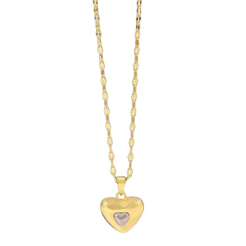 Heart Shape Gold Necklace For Women In Simple Style Featuring Electroplated Copper Pendant