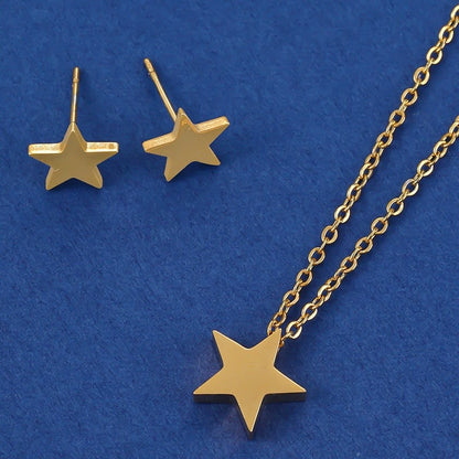 Star Necklace For Women In Copper With Electroplated Finish, 1 Set