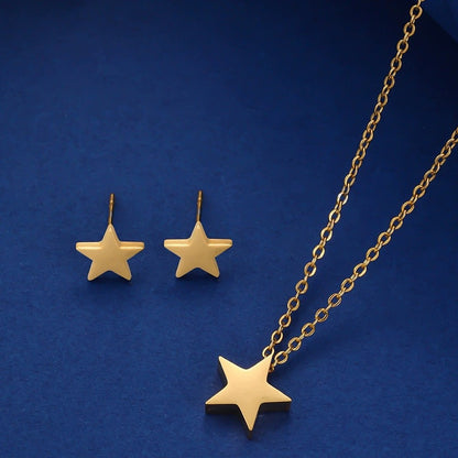 Star Necklace For Women In Copper With Electroplated Finish, 1 Set