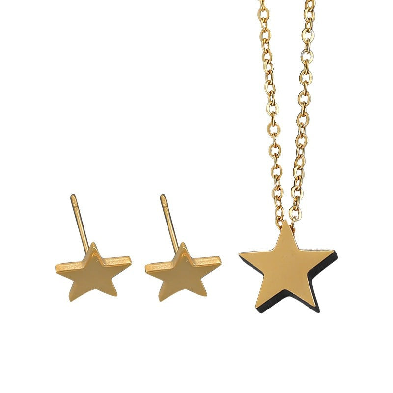 Star Necklace For Women In Copper With Electroplated Finish, 1 Set
