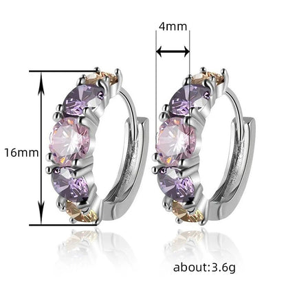 Splicing Gold Hoop Earrings For Women With Copper Studs And Zircon Inlay Material