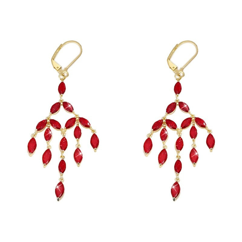 Tassel Drop Earrings For Women Featuring Copper Studs And Zircon Inlay Material