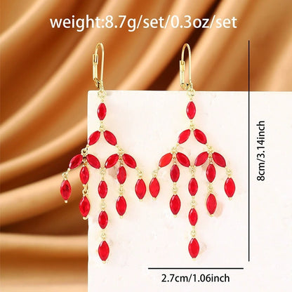 Tassel Drop Earrings For Women Featuring Copper Studs And Zircon Inlay Material