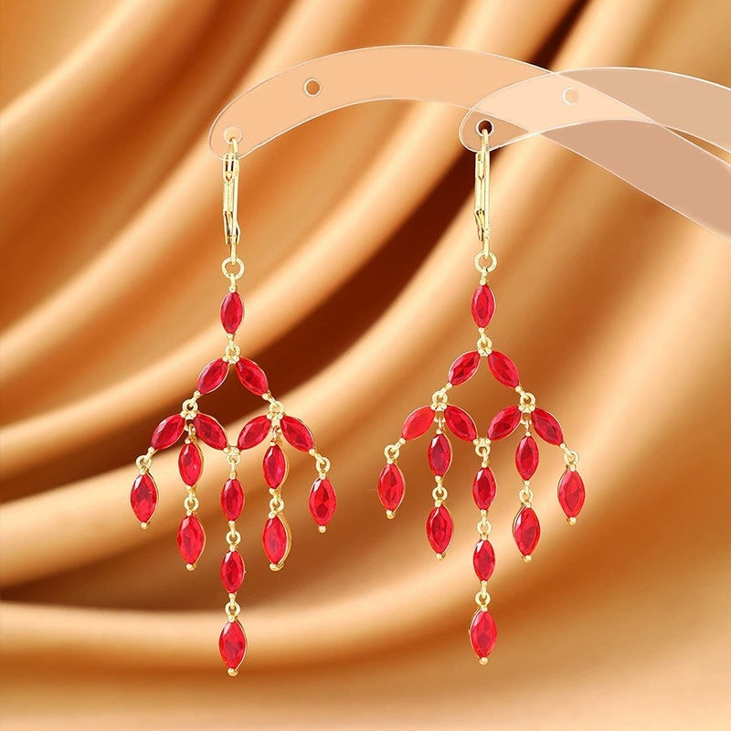 Tassel Drop Earrings For Women Featuring Copper Studs And Zircon Inlay Material