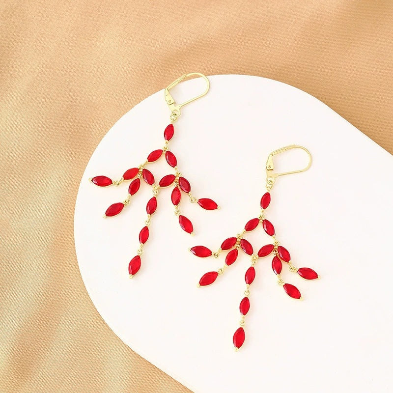 Tassel Drop Earrings For Women Featuring Copper Studs And Zircon Inlay Material