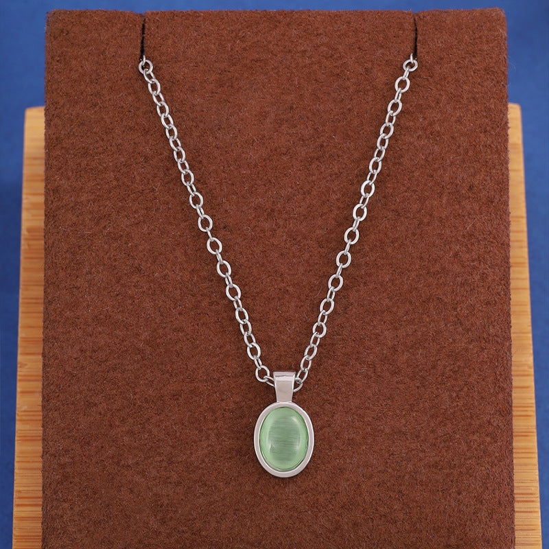 Oval Copper Necklace For Women With Electroplated Finish And Cable Chain