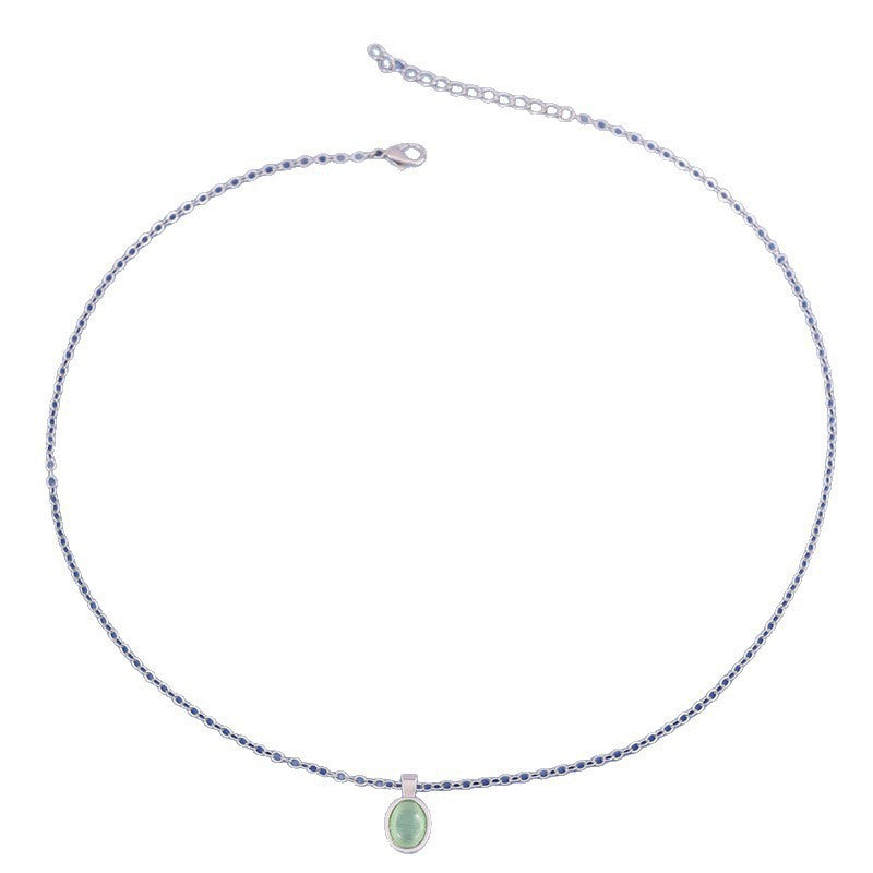 Oval Copper Necklace For Women With Electroplated Finish And Cable Chain