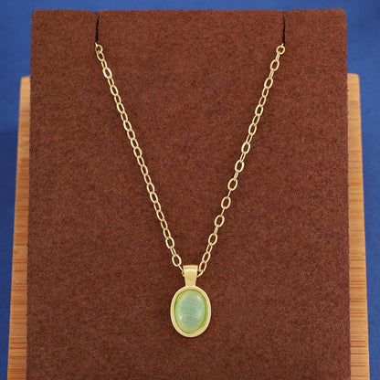 Oval Copper Necklace For Women With Electroplated Finish And Cable Chain