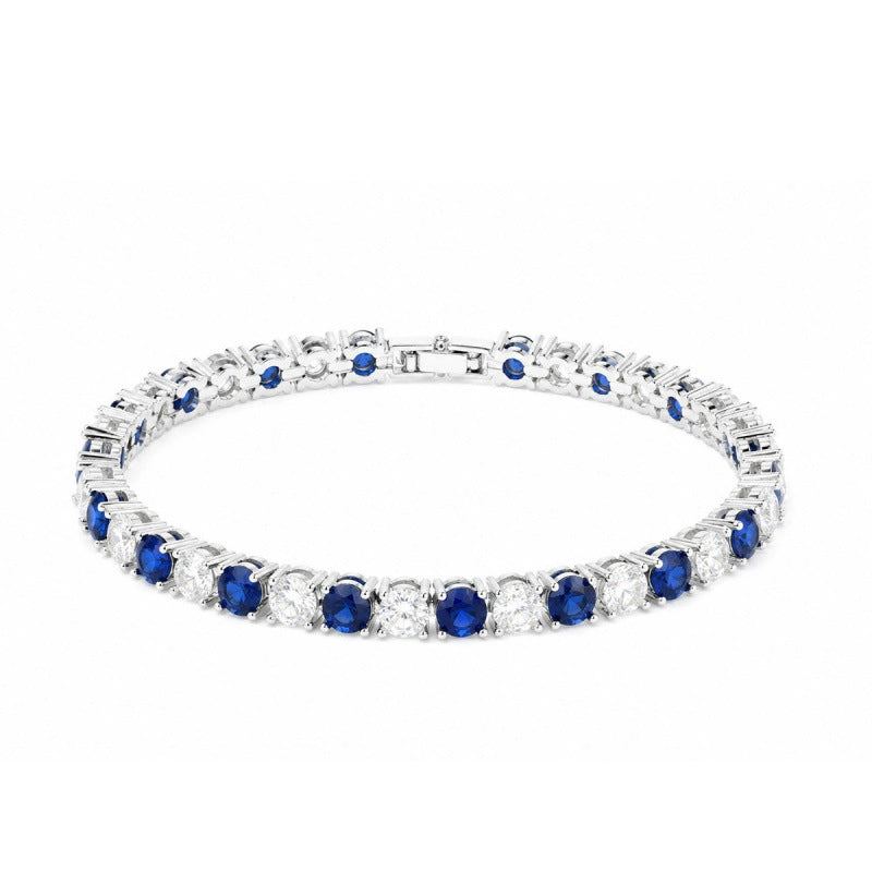 Irregular Pattern Women's Bracelet In Electroplated Copper With Zircon Inlay, Available In White & Blue
