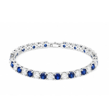 Irregular Pattern Women's Bracelet In Electroplated Copper With Zircon Inlay, Available In White & Blue