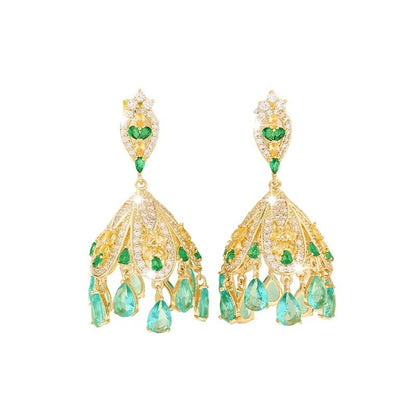 Geometric Stud Earrings For Women Featuring Electroplated Copper Posts And Zircon Inlay