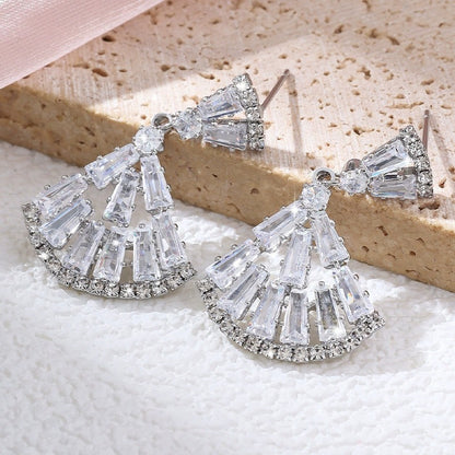Sector For Women Stud Earrings Featuring Copper Posts And Zircon Inlay