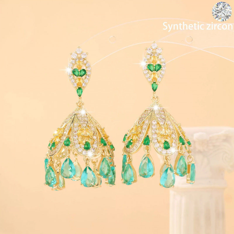 Geometric Stud Earrings For Women Featuring Electroplated Copper Posts And Zircon Inlay