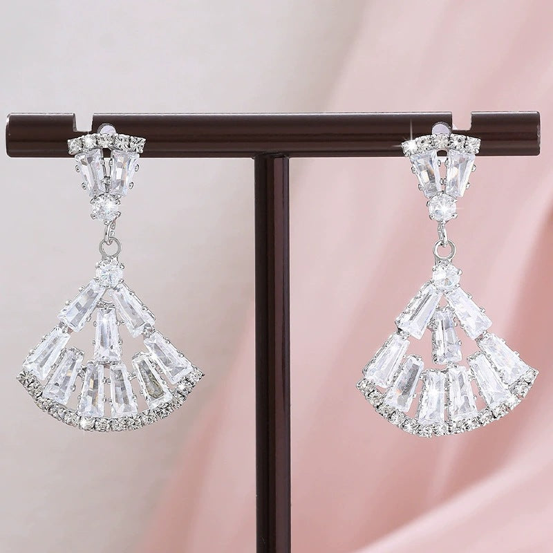 Sector For Women Stud Earrings Featuring Copper Posts And Zircon Inlay