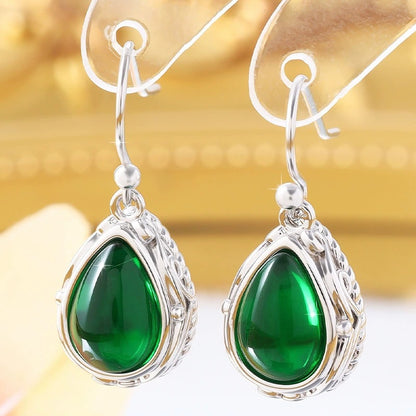 Water Droplets For Women Silver Ethnic Style Drop Earrings Featuring Copper And 304 Stainless Steel Studs