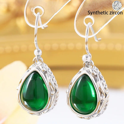Water Droplets For Women Silver Ethnic Style Drop Earrings Featuring Copper And 304 Stainless Steel Studs