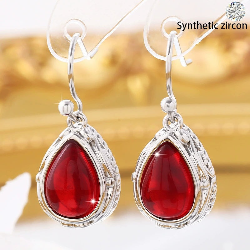 Water Droplets For Women Silver Ethnic Style Drop Earrings Featuring Copper And 304 Stainless Steel Studs