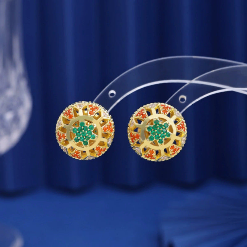 For Women Irregular Stud Earrings Made Of Copper Featuring Hip-Hop Style With Zircon Inlay