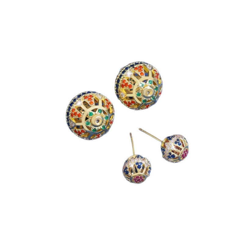For Women Irregular Stud Earrings Made Of Copper Featuring Hip-Hop Style With Zircon Inlay