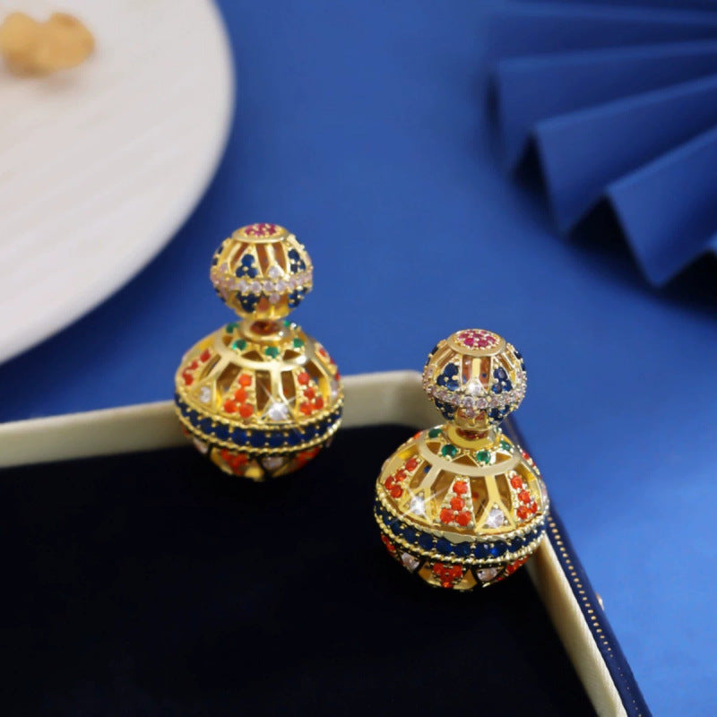 For Women Irregular Stud Earrings Made Of Copper Featuring Hip-Hop Style With Zircon Inlay