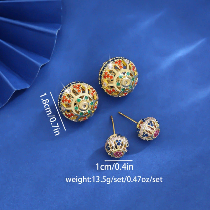 For Women Irregular Stud Earrings Made Of Copper Featuring Hip-Hop Style With Zircon Inlay