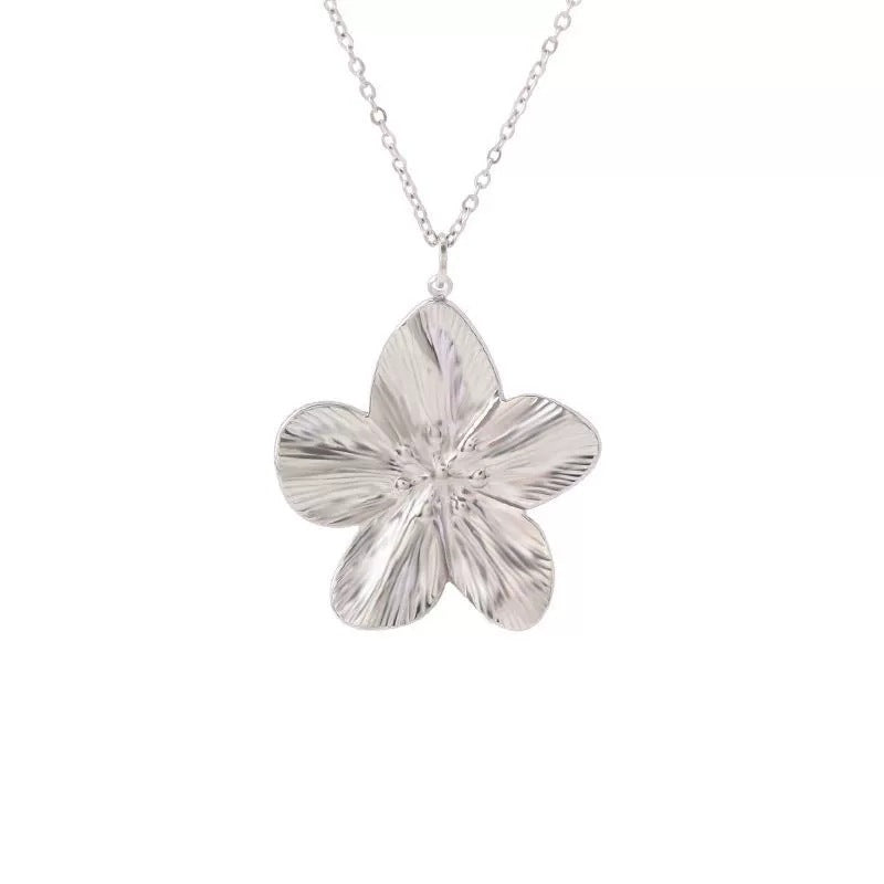 Sunflower White Necklace For Women With Electroplated Copper Pendant And Cable Chain