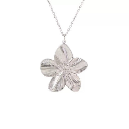 Sunflower White Necklace For Women With Electroplated Copper Pendant And Cable Chain