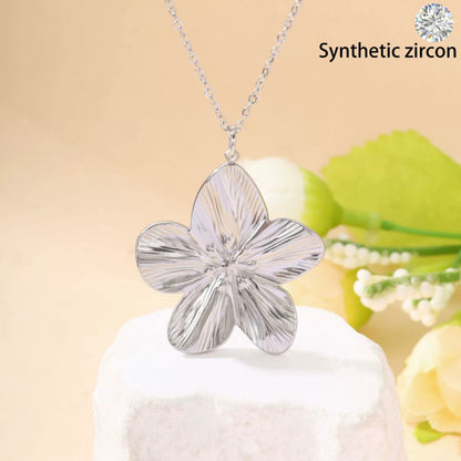 Sunflower White Necklace For Women With Electroplated Copper Pendant And Cable Chain
