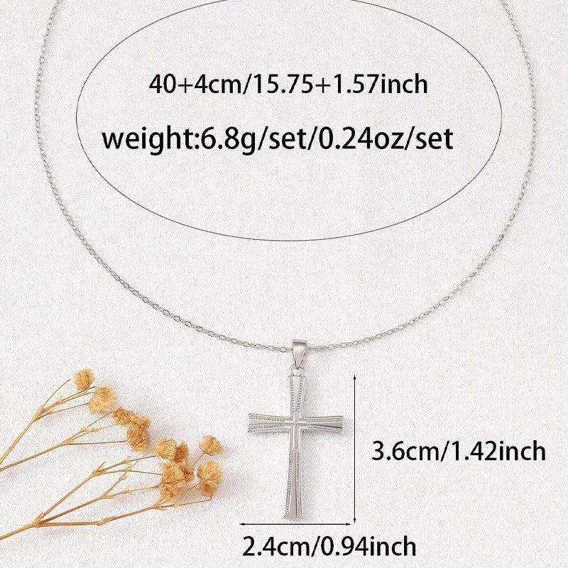 Cross Pendant Necklace In Copper With Electroplated Gold Plating Featuring A Cable Chain, Simple Style Unisex Jewelry