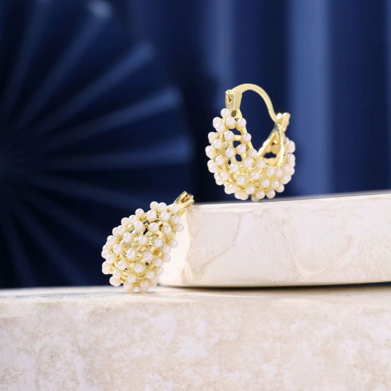 Irregular Gold Earrings For Women Featuring Electroplated Finish And Copper Studs