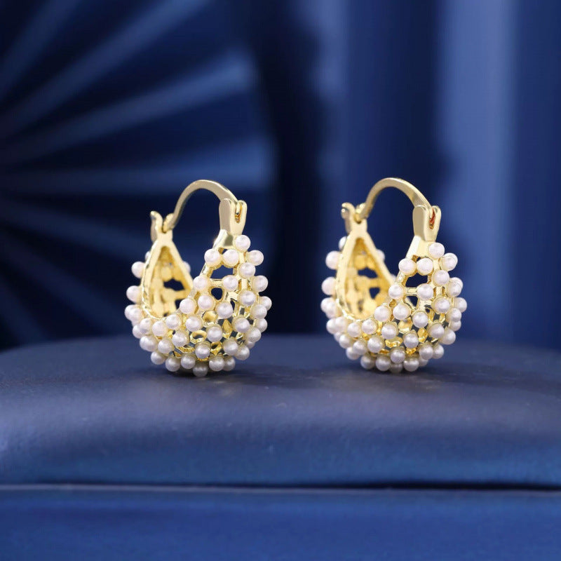 Irregular Gold Earrings For Women Featuring Electroplated Finish And Copper Studs