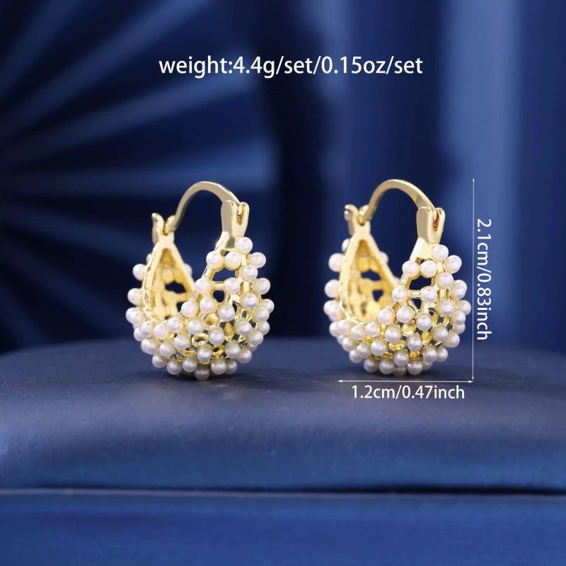 Irregular Gold Earrings For Women Featuring Electroplated Finish And Copper Studs
