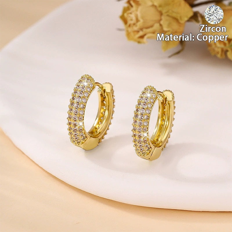 Luxurious Gold Geometric Earrings For Women With Copper Ear Pins