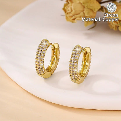 Luxurious Gold Geometric Earrings For Women With Copper Ear Pins