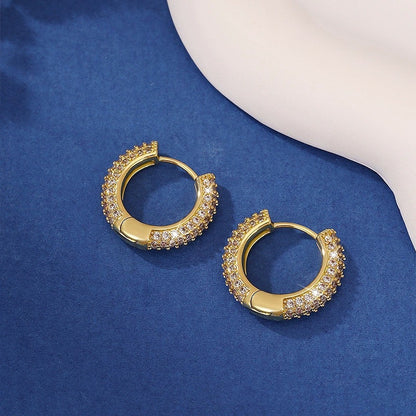 Luxurious Gold Geometric Earrings For Women With Copper Ear Pins