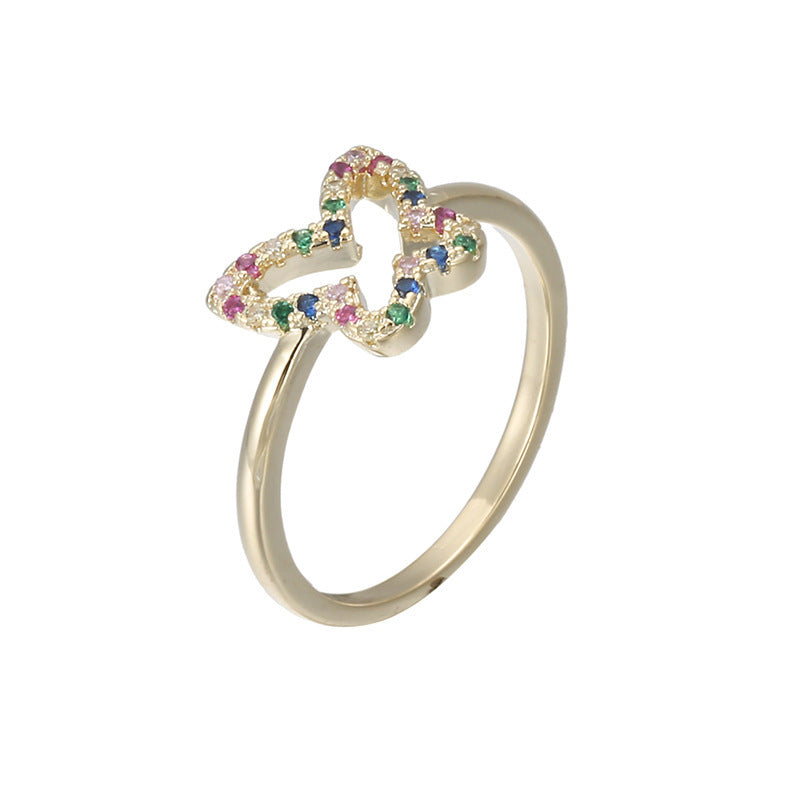 Butterfly Zircon Ring For Women With Electroplated Finish, Featuring Design