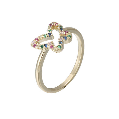 Butterfly Zircon Ring For Women With Electroplated Finish, Featuring Design