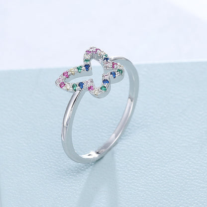 Butterfly Zircon Ring For Women With Electroplated Finish, Featuring Design