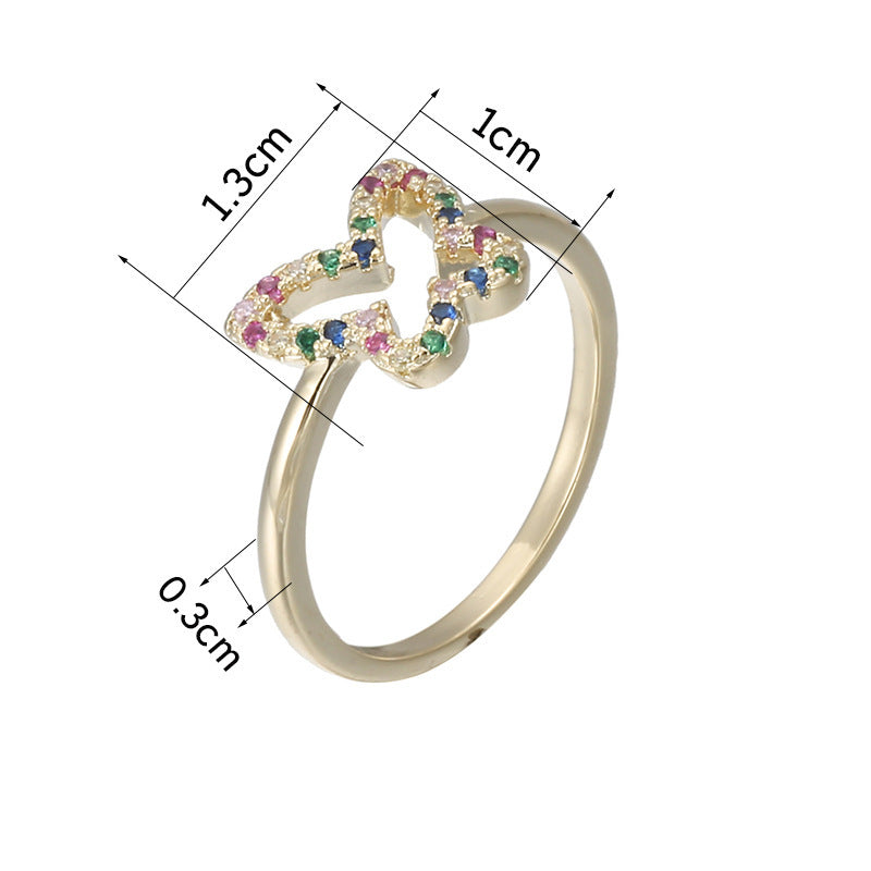 Butterfly Zircon Ring For Women With Electroplated Finish, Featuring Design