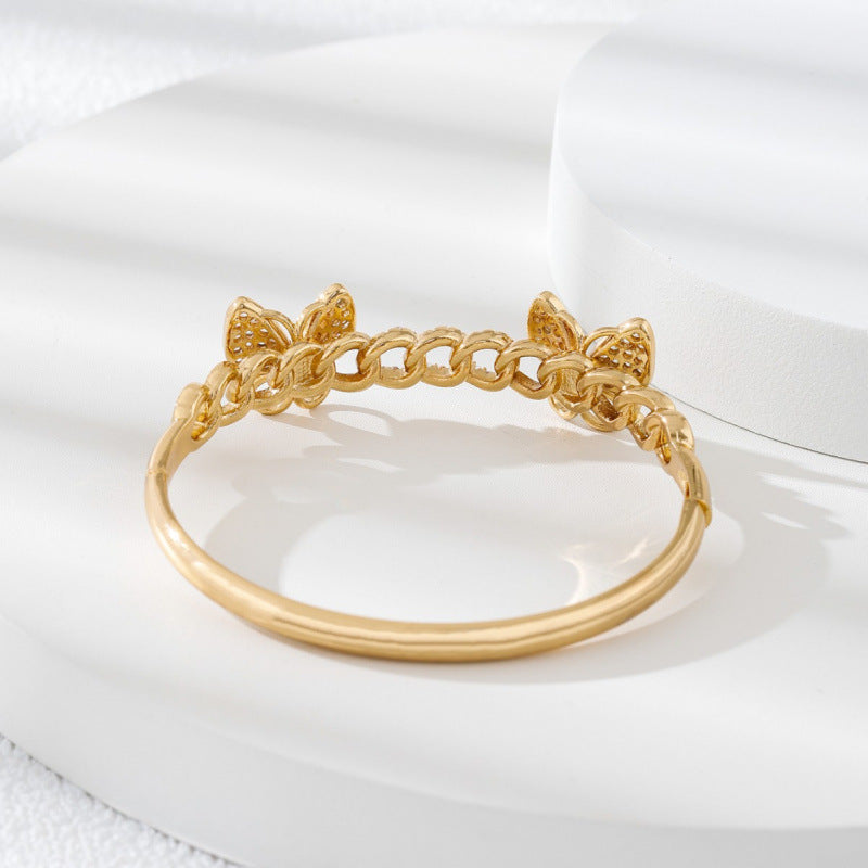 Sweet Style Butterfly Bangle In Gold Electroplated Copper With Delicate Design