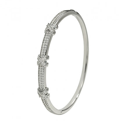 Women’s Copper Bangle With Electroplated Gold Plating And Zircon Inlay, Elegant Letter Pattern Design