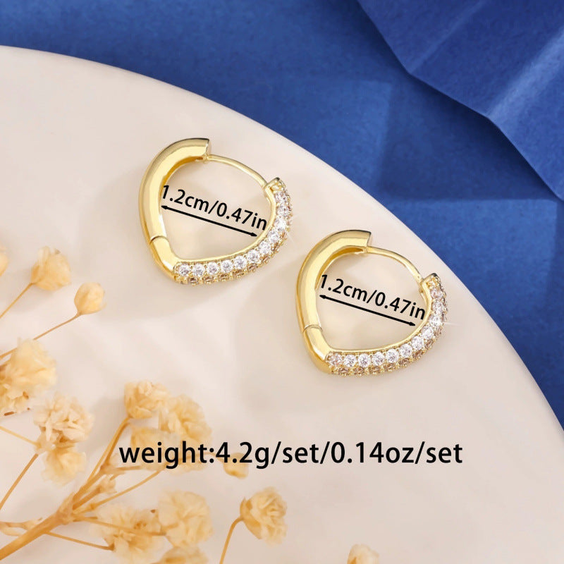 Circle Stud Earrings For Unisex Featuring Copper Ear Pins And Zircon Inlay