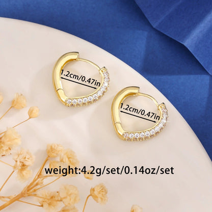 Circle Stud Earrings For Unisex Featuring Copper Ear Pins And Zircon Inlay
