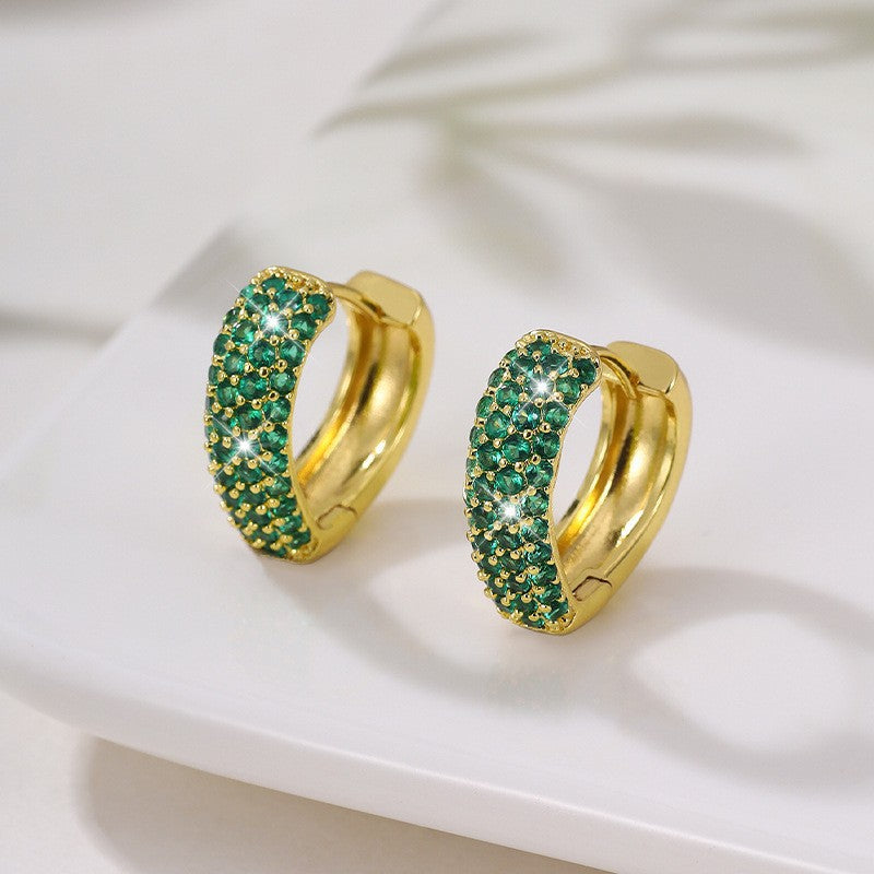 Circle Stud Earrings For Unisex Featuring Copper Ear Pins And Zircon Inlay