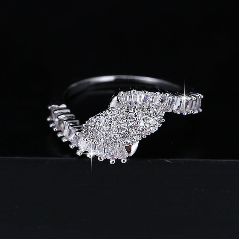 Simple Style Geometric Rings For Women, Copper Material With Golden Plated Electroplated Finish And Zircon Inlay