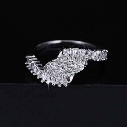 Simple Style Geometric Rings For Women, Copper Material With Golden Plated Electroplated Finish And Zircon Inlay