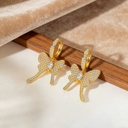Butterfly Stud Earrings For Women Featuring Electroplated Finish With Copper Ear Pins