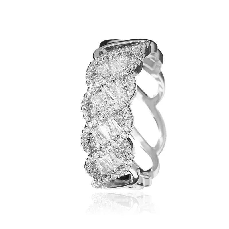 Irregular Pattern Women’s Ring With Bezel Setting, Electroplated Copper And Zircon Inlay